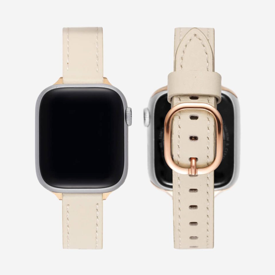 Copenhagen Leather Apple Watch Band - Alabaster / Vintage Rose Gold