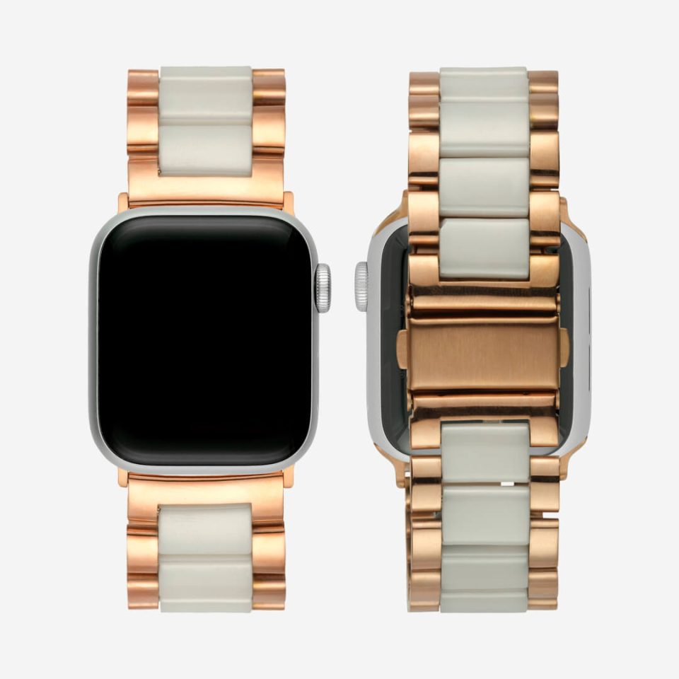 Lisbon Apple Watch Band - Vintage Rose Gold / White