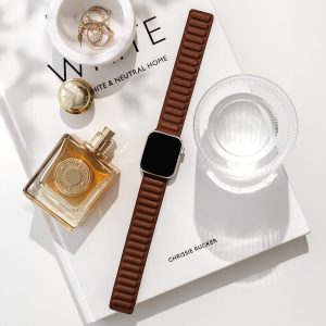 Magnetic Link Apple Watch Band – Saddle Brown