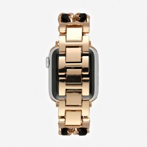 Paris Bracelet Apple Watch Band – Vintage Rose Gold / Black