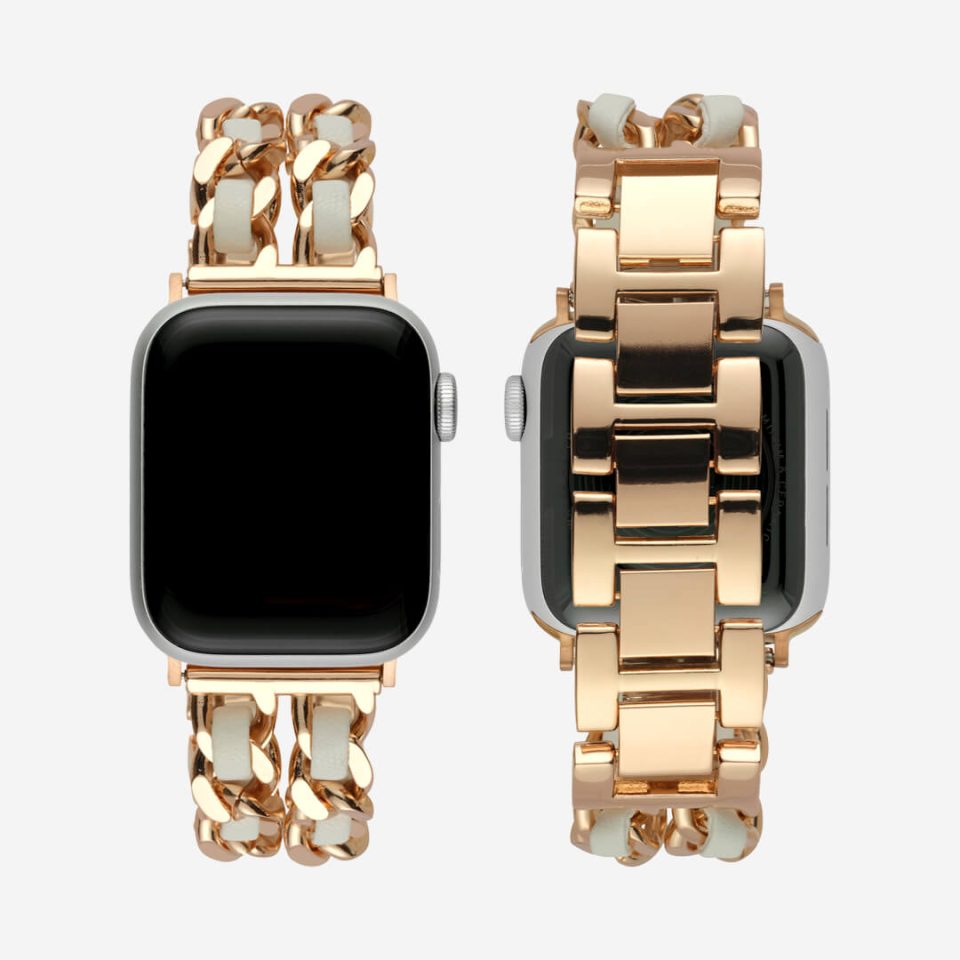 Paris Bracelet Apple Watch Band - Vintage Rose Gold / White