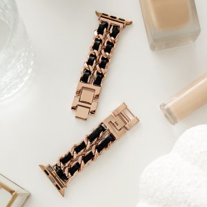 Paris Bracelet Apple Watch Band – Vintage Rose Gold / Black