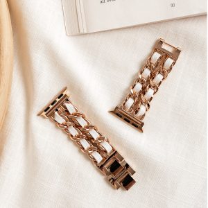 Paris Bracelet Apple Watch Band – Vintage Rose Gold / White