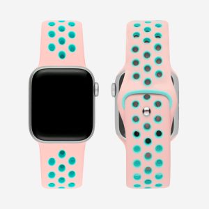 Silicone Sports Apple Watch Band – Pink/Mint