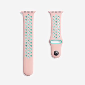 Silicone Sports Apple Watch Band – Pink/Mint