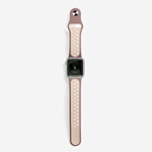 Silicone Sports Apple Watch Band – Smokey Mauve/Beige