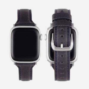 Slim Leather Apple Watch Band – Basalt