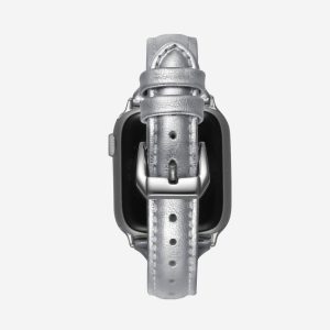 Slim Leather Apple Watch Band – Silver