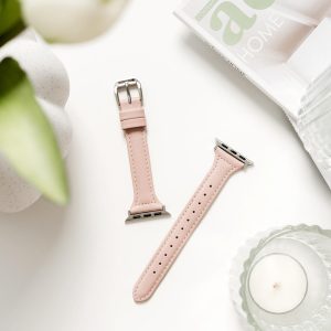 Slim Leather Apple Watch Band – Blush