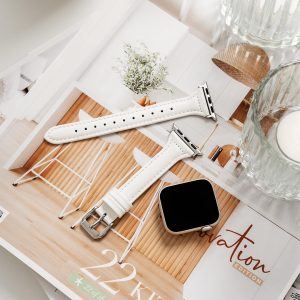 Slim Leather Apple Watch Band – White