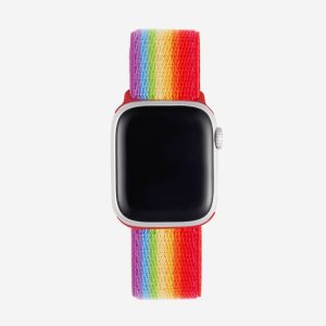 Striped Sport Loop Apple Watch Band – Deep Rainbow